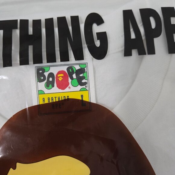 BAPE A Bathing Ape Flame Ape Face Tee‎ 'White/Blue' - Size Large - Picture 5 of 6